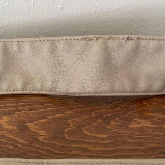 Beige Wide Soft Leather Belt 38-43 Inches Classic Nude Dressy Y2K 90s 80s - Picture 3 of 7